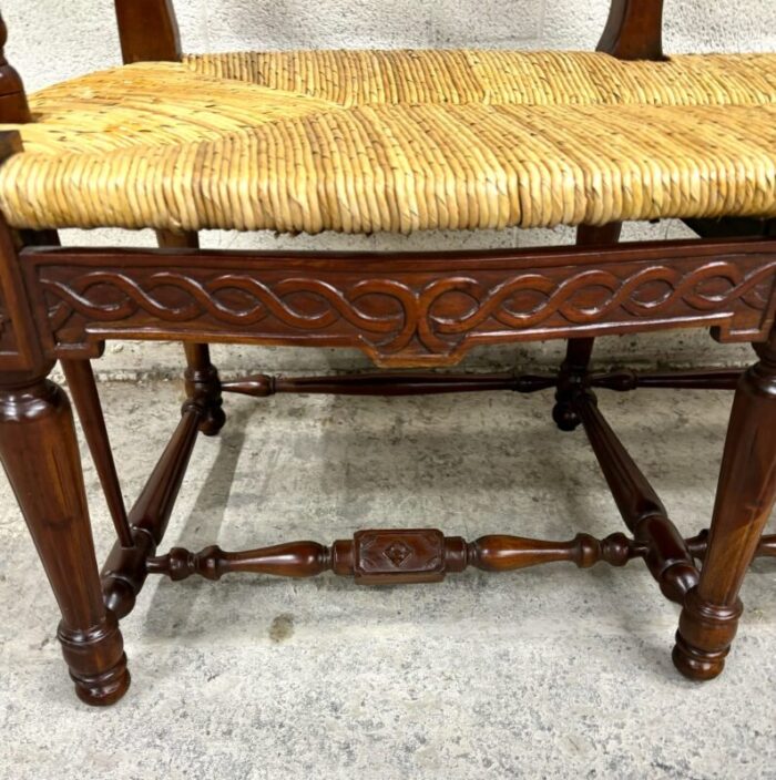 design toscano french country style mahogany rush seat settee bench 5291