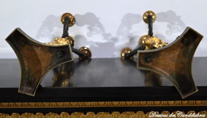 double patina bronze candlesticks early 19th century set of 2 24