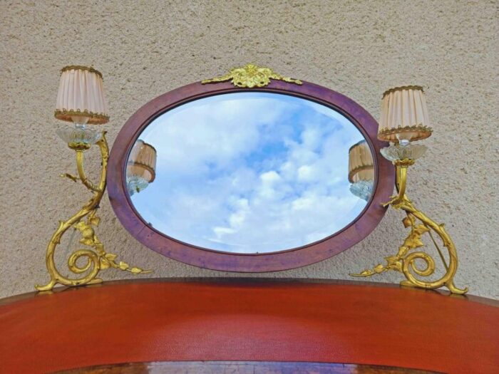 dressing table with 2 arms of lights marquetry and gilt bronze 1890s 1287