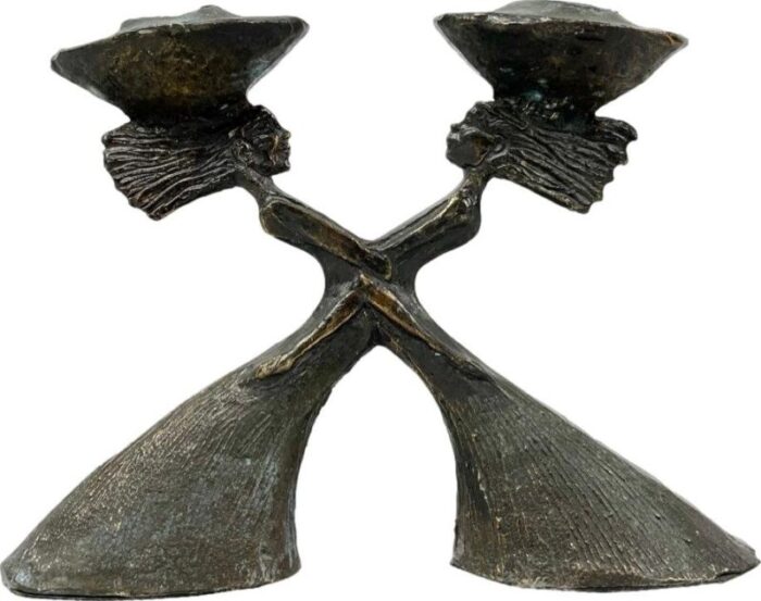 dutch bronze plating sculpture candleholder by c ammerlan van niekerk 2000s 1