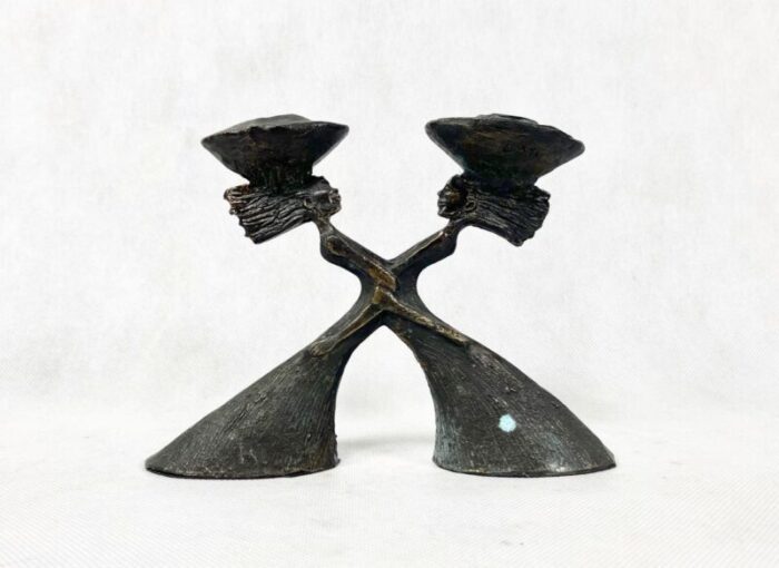 dutch bronze plating sculpture candleholder by c ammerlan van niekerk 2000s 2