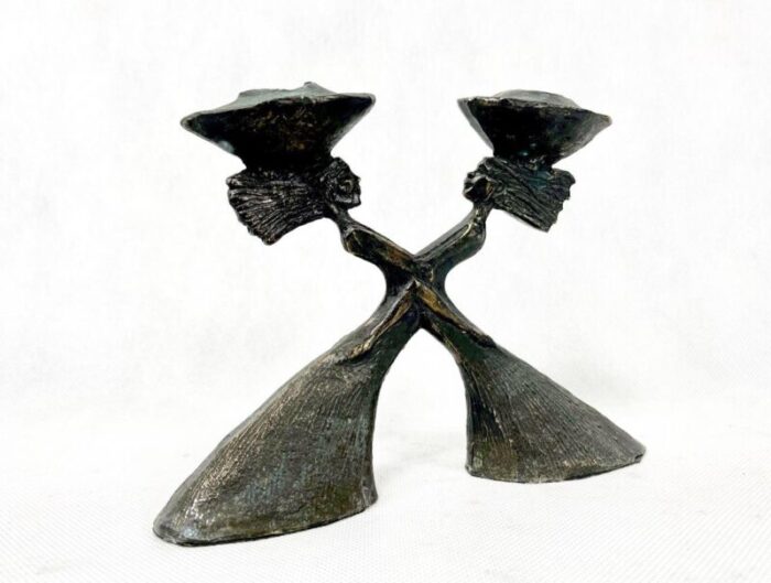 dutch bronze plating sculpture candleholder by c ammerlan van niekerk 2000s 4