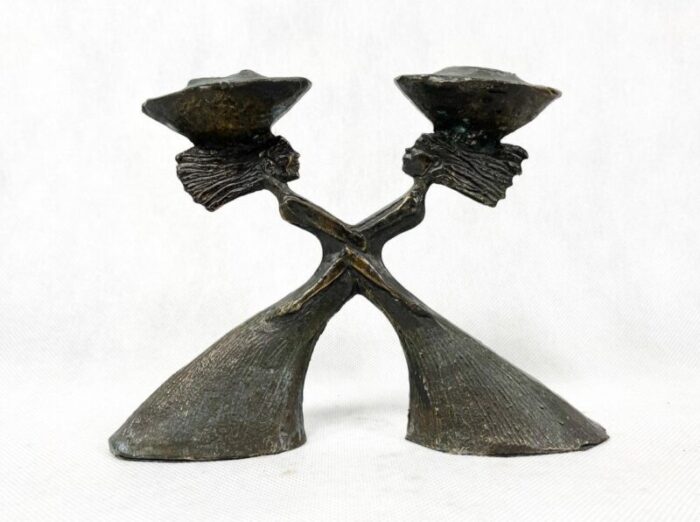 dutch bronze plating sculpture candleholder by c ammerlan van niekerk 2000s 5