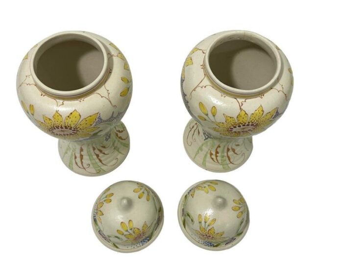 dutch lidded vases from ivora gouda pottery 1915 set of 2 6