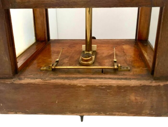 early 20th century antique pharmacist scale in wood glass case by voland and sons 9814