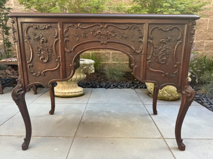 early 20th century antique victorian carved mahogany flat top desk 5898