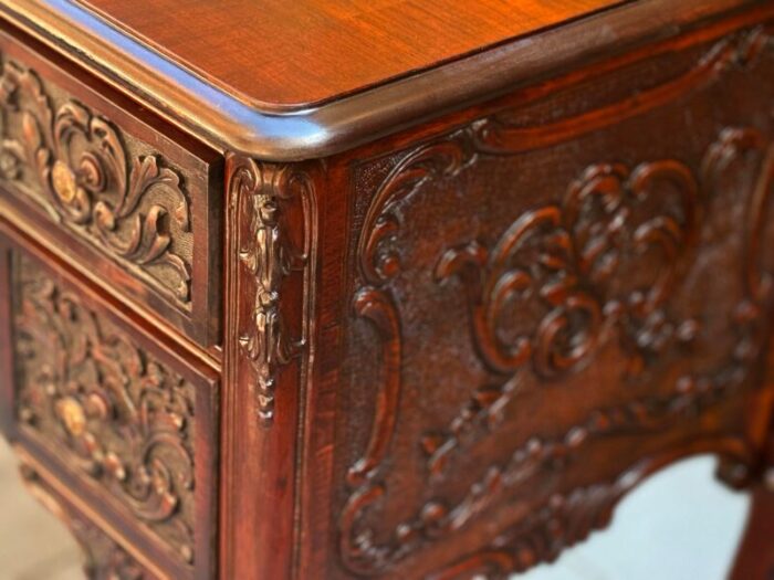 early 20th century antique victorian carved mahogany flat top desk 6062