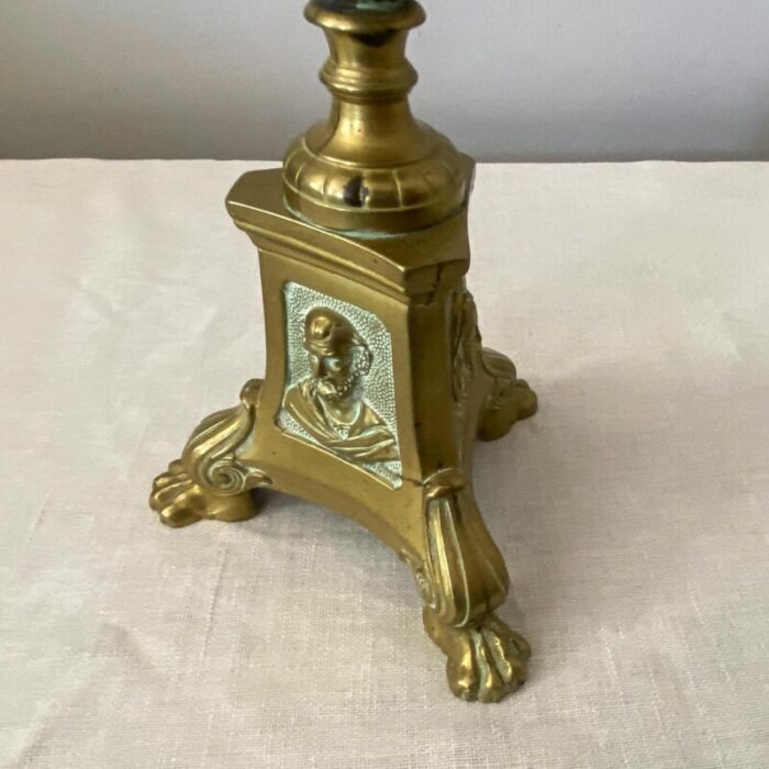 early 20th century brass french altar candlestick 1524