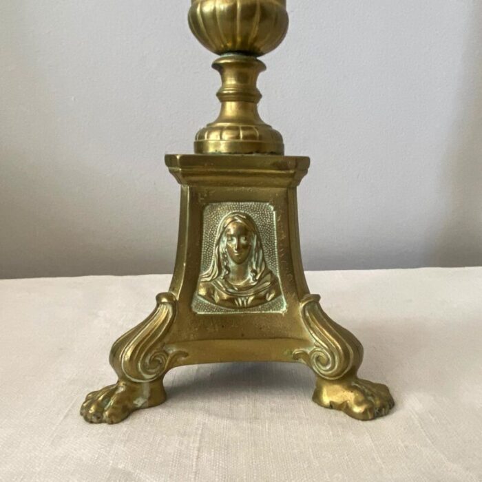 early 20th century brass french altar candlestick 3416