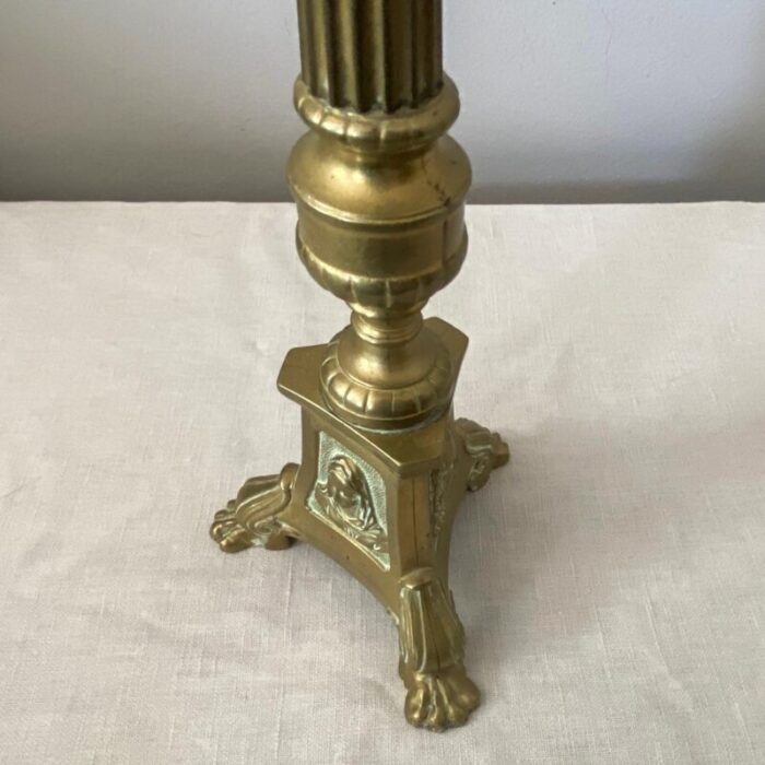 early 20th century brass french altar candlestick 5713