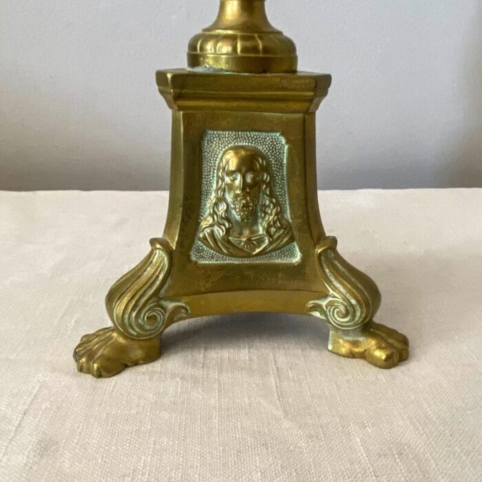 early 20th century brass french altar candlestick 6478