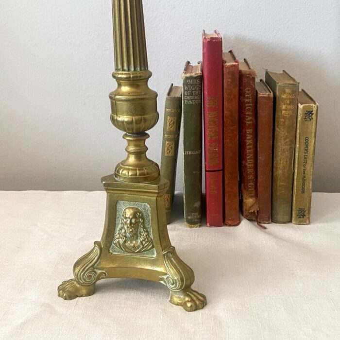 early 20th century brass french altar candlestick 7588