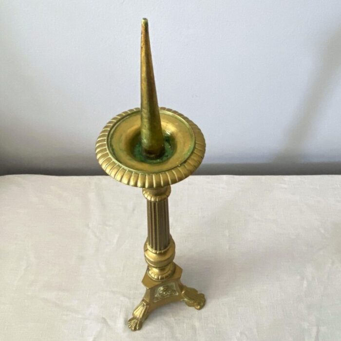 early 20th century brass french altar candlestick 7607