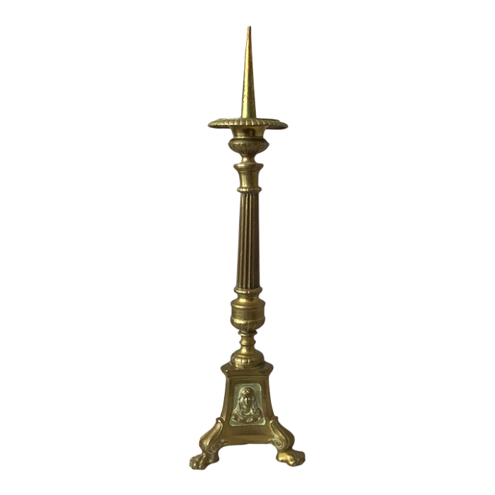 early 20th century brass french altar candlestick 9092