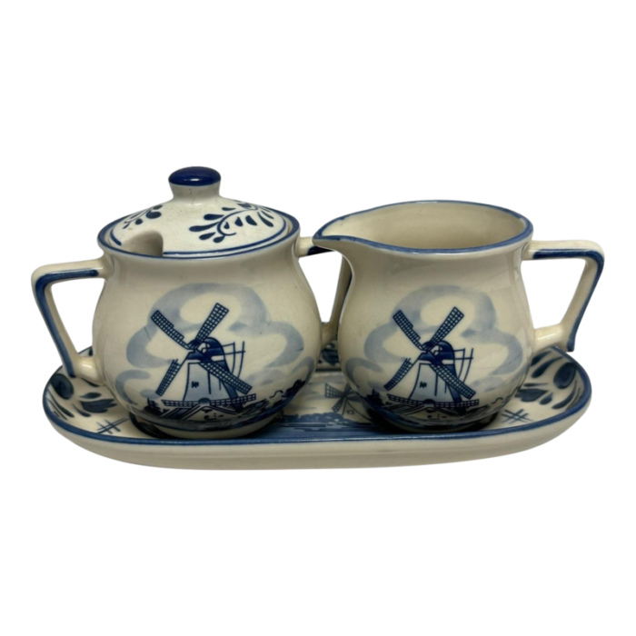 early 20th century delft cream and sugar set 2183