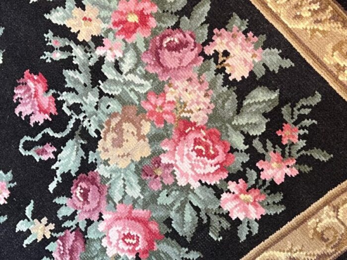 early 20th century savonerie rug decorated with flower garlands 1890s 11