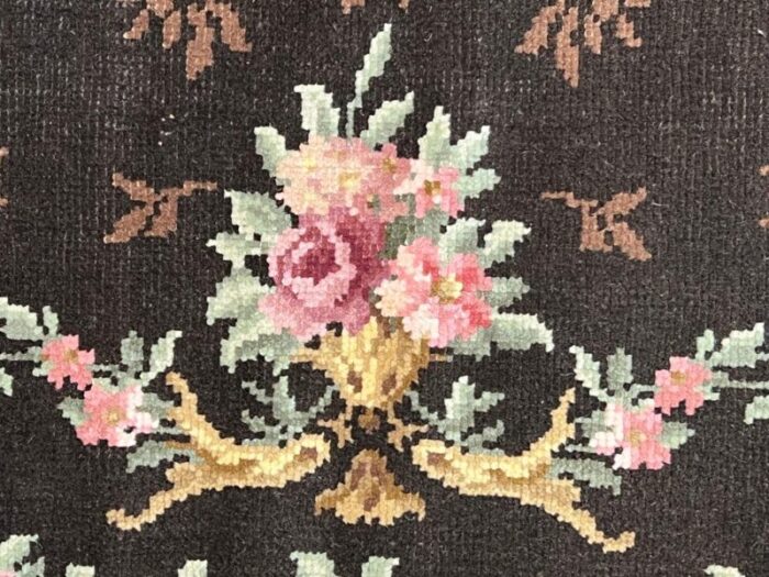 early 20th century savonerie rug decorated with flower garlands 1890s 5