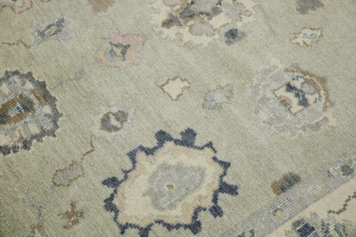 early 21st century green floral design handwoven wool turkish oushak rug 510 x 86 8671