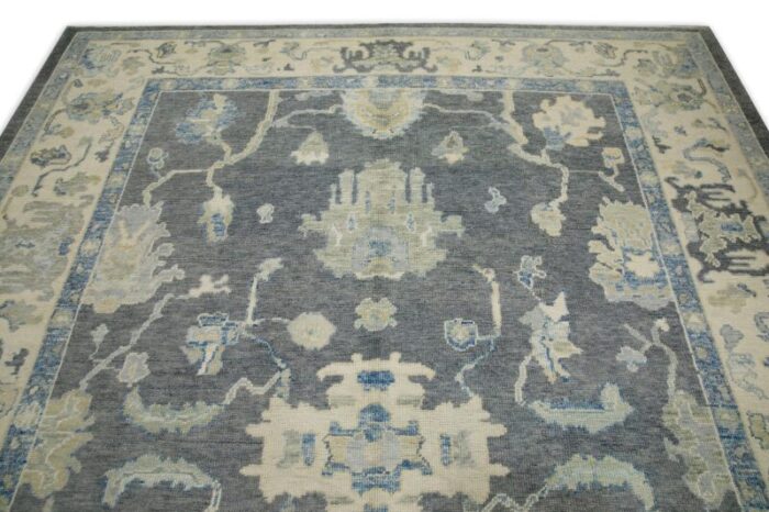 early 21st century handmade gray and blue turkish oushak rug 84 x 101 5738