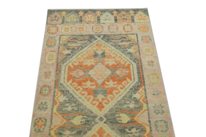 early 21st century handmade turkish oushak rug soft pastel multicolor 3 x 68 1903