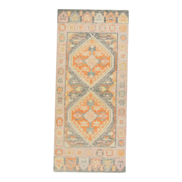 early 21st century handmade turkish oushak rug soft pastel multicolor 3 x 68 7249