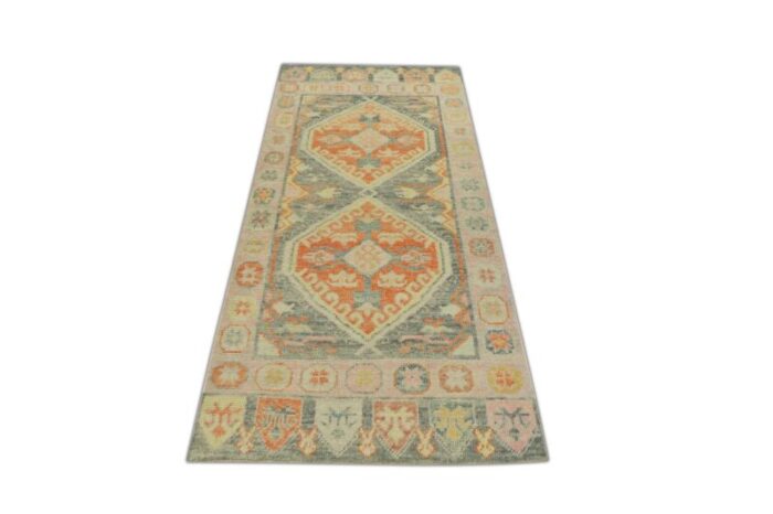 early 21st century handmade turkish oushak rug soft pastel multicolor 3 x 68 8886