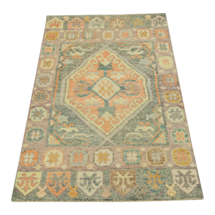 early 21st century multicolor handwoven turkish oushak rug 211 x 58 7927