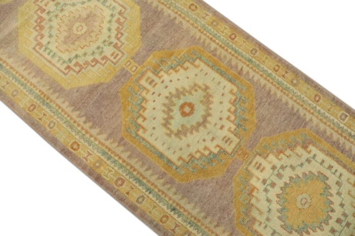 early 21st century multicolor handwoven turkish oushak runner rug 31 x 132 1056