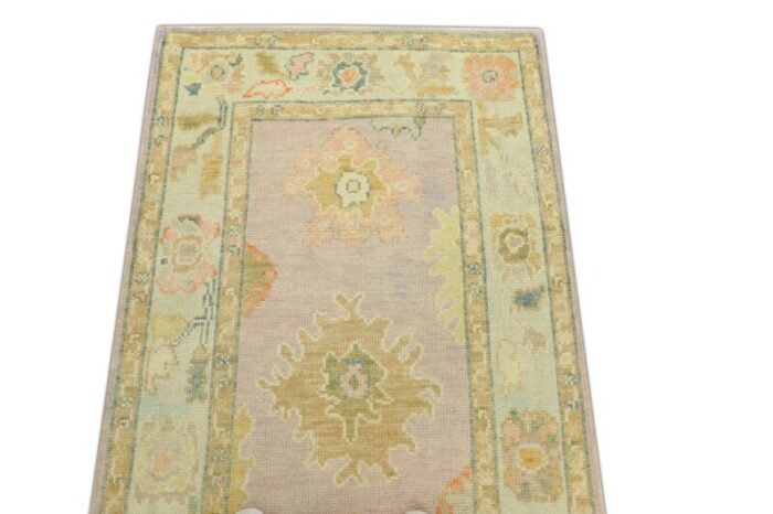 early 21st century pink and blue handwoven turkish oushak runner 211 x 68 7892