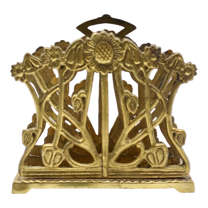 early art nouveau english brass sunflower letter rack 2934