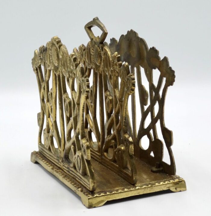 early art nouveau english brass sunflower letter rack 7336