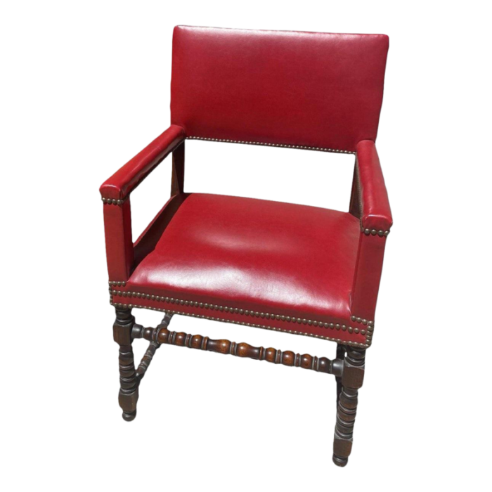 earlymid 20th century barley twist red accent chair 0465