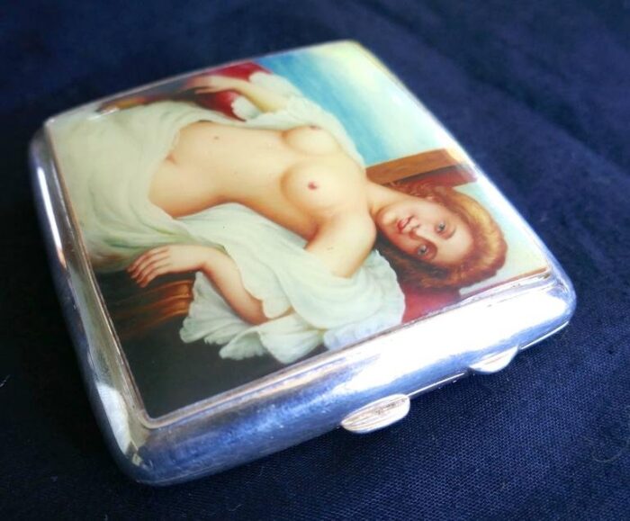 edwardian silver and risque nude enamel cigarette case by joseph gloster 1911 5