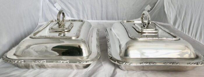 edwardian silver plated entree dishes by hukin and heath 1890s set of 2 5