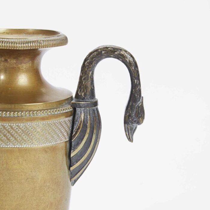 empire bronze vases with swan handles set of 2 9866