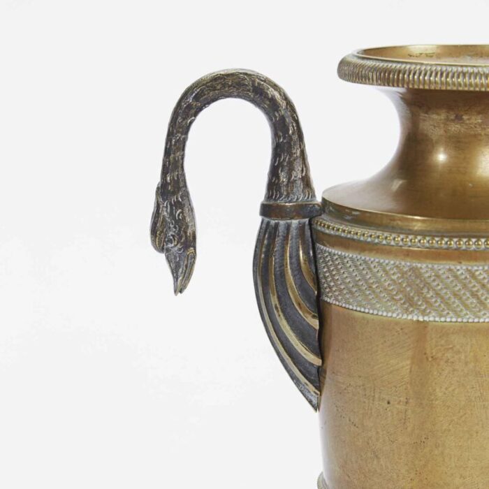 empire bronze vases with swan handles set of 2 9906