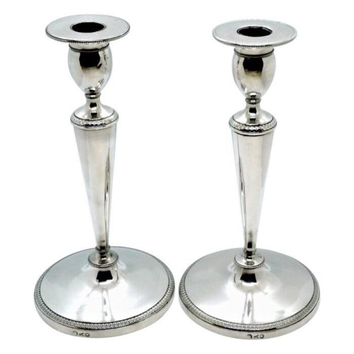 empire italian silver candlesticks milan 1810s set of 2 1