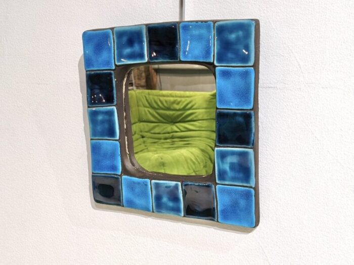 enamelled ceramic wall mirror by mithe espelt 4