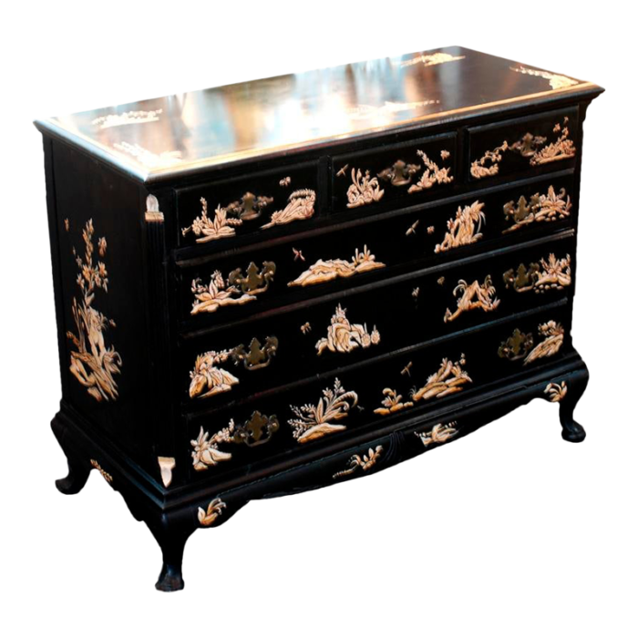 english black japanned chest of drawers 9225