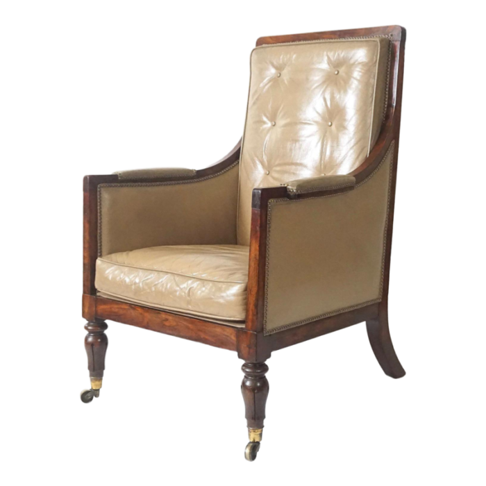 english late regency william iv rosewood leather bergere circa 1835 0349