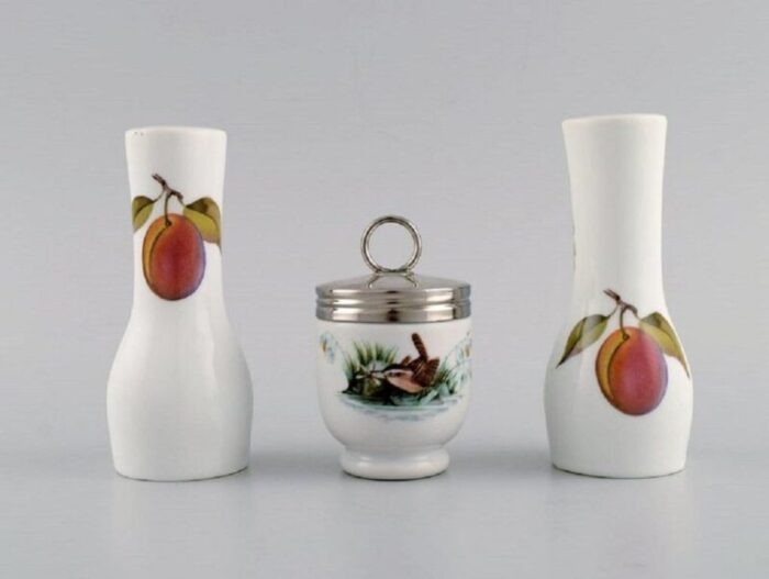 evesham mustard jar and salt and pepper shakers from royal worcester england 1980s set of 3 2