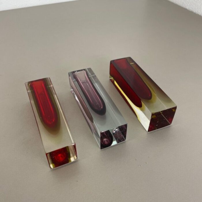 faceted murano sommerso glass cube vases italy 1970s set of 3 16