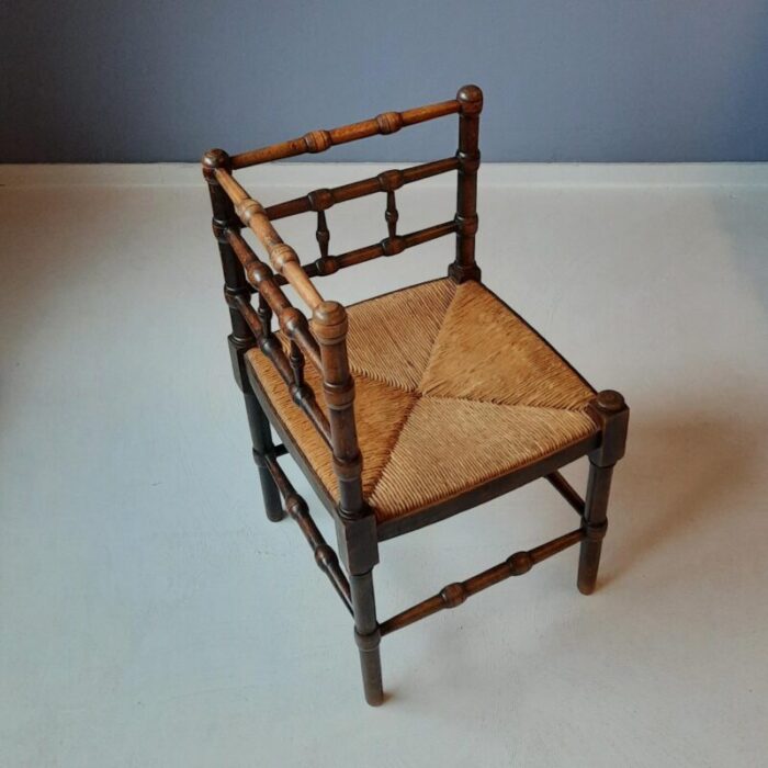 faux bamboo corner chair with rush seat 1900s 1646