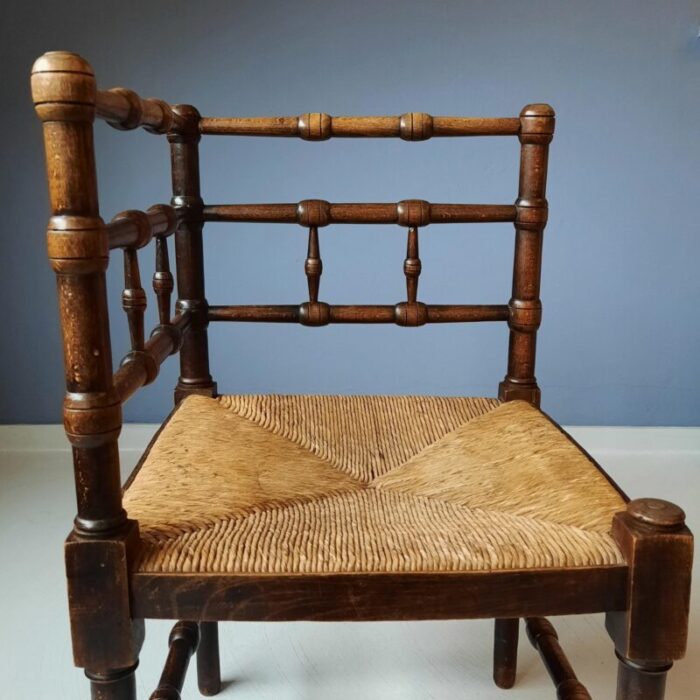 faux bamboo corner chair with rush seat 1900s 9871