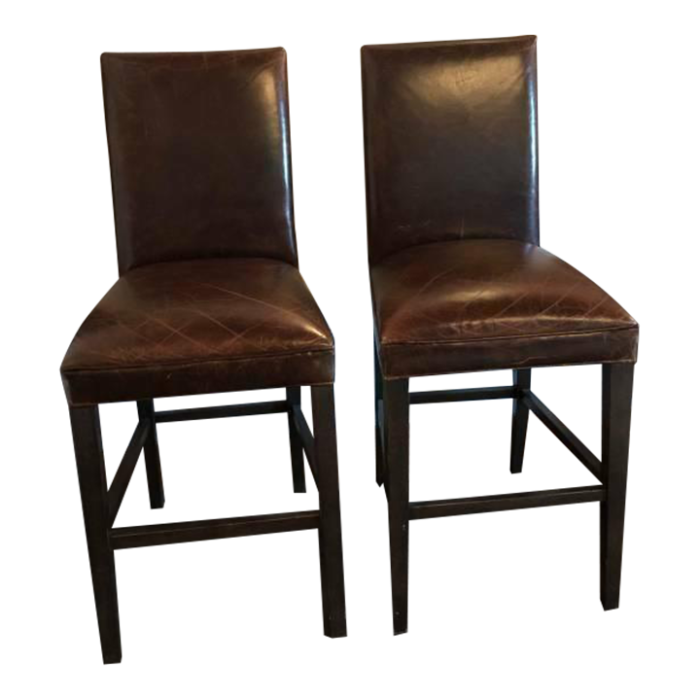 final price last chance set of 2 restoration hardware hudson parsons italian brompton cocoa leather stools 2843