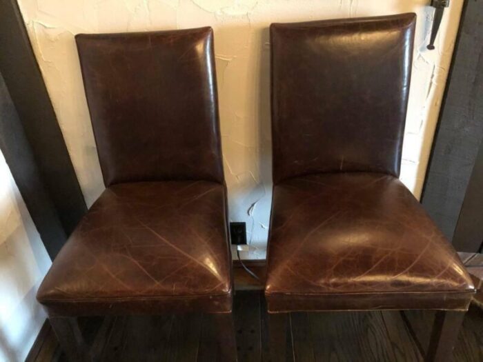 final price last chance set of 2 restoration hardware hudson parsons italian brompton cocoa leather stools 4746