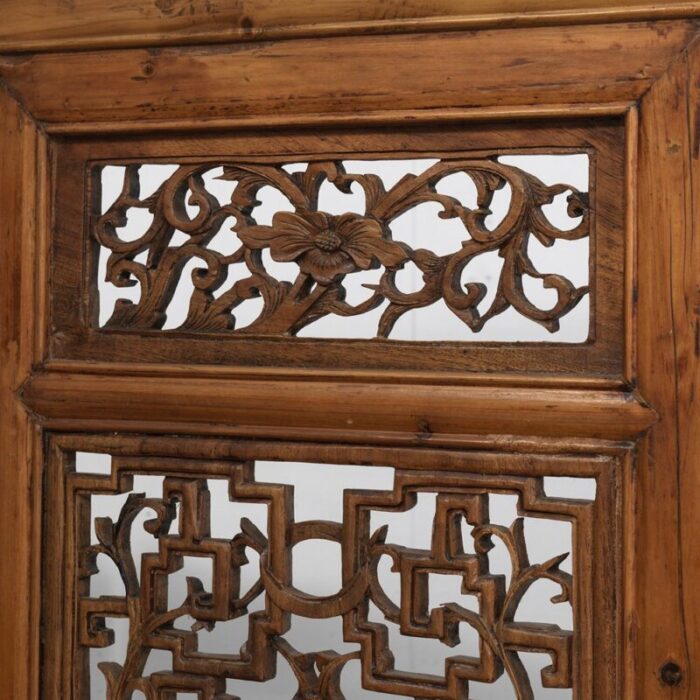 four panel screen with flower vase carvings 2