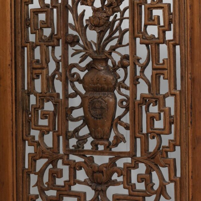 four panel screen with flower vase carvings 4