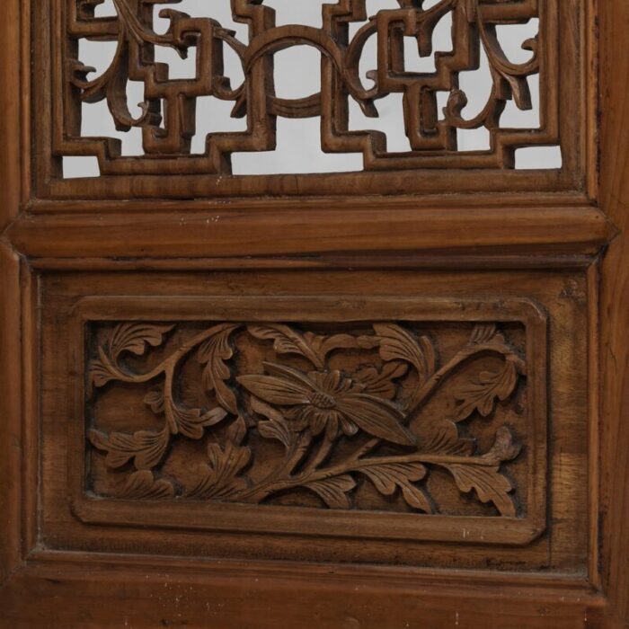 four panel screen with flower vase carvings 9