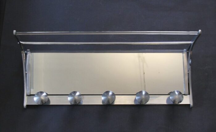 french art deco chromed coat rack with mirror 1940s 2